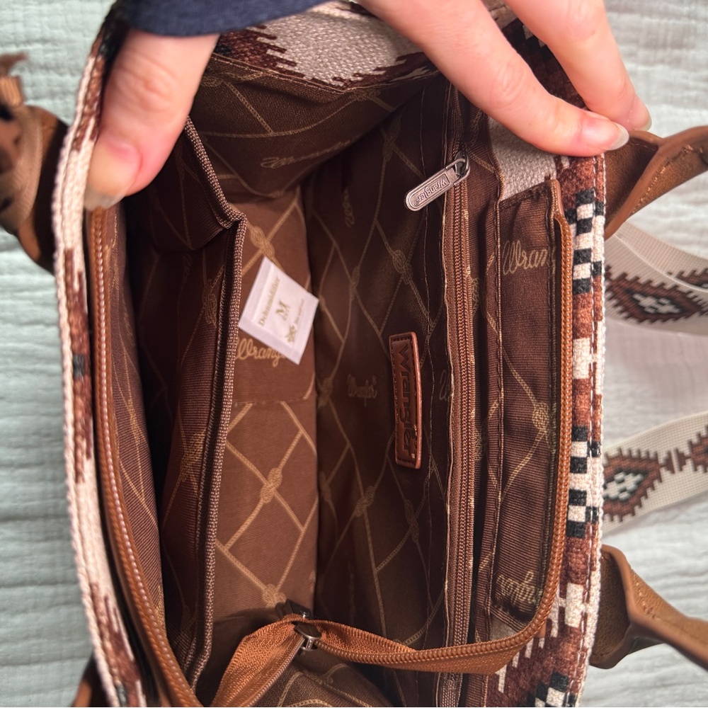 Wrangler western print tote bag structured purse brown tan country girl - Picture 9 of 11